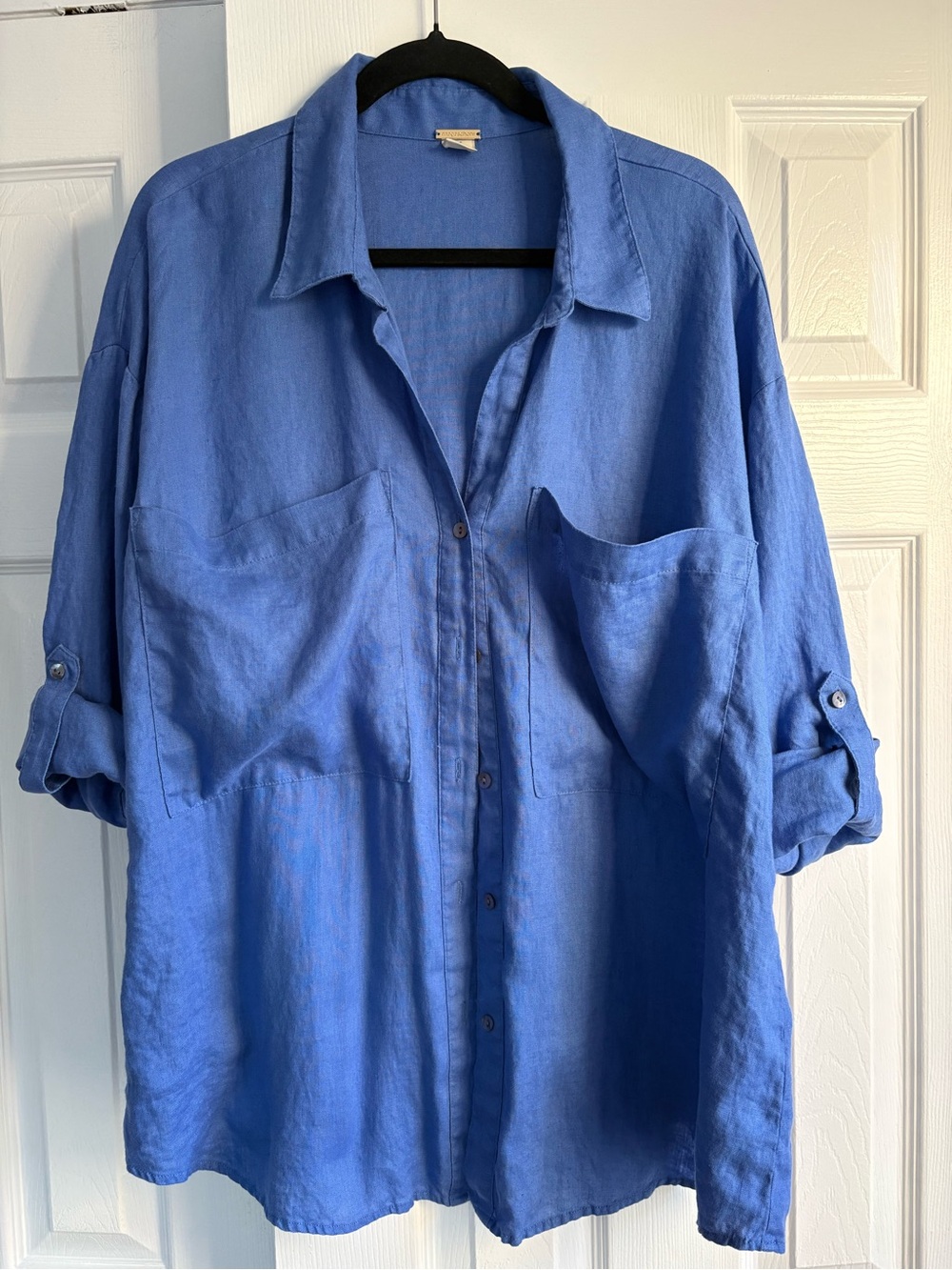 Magaschoni 100% linen Relaxed Button-Up Shirt - Blue